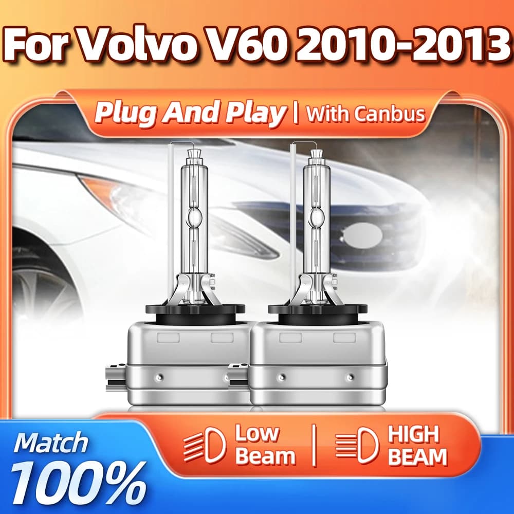 2Pcs 35W Xenon Light Bulbs D1S Xenon Car Headlight 20000LM HID Xenon Lamp 12V 6000K White For Volvo V60 2010 2011 2012 2013