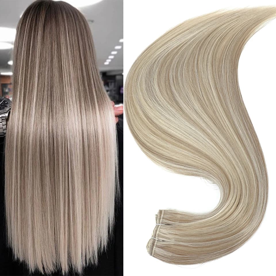 Bone Straight Hair Extensions Smooth Hair Bundles Super Long Yaki Straight Hair Synthetic Colorful High Temperature Fiber Blonde