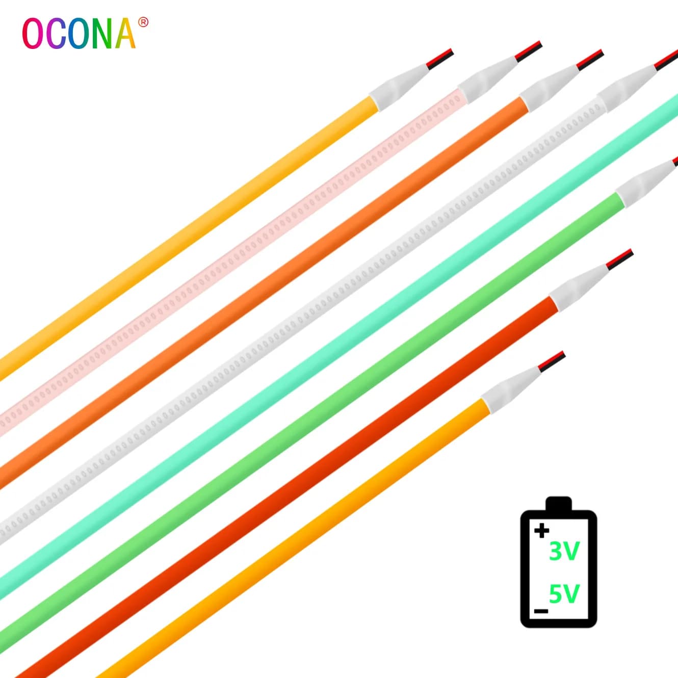 5V 3mm Super Thin COB LED Strip Light for Toy DIY Decor USB Battery Powered 480LED/m Cool White Flexible Tape Lights Red