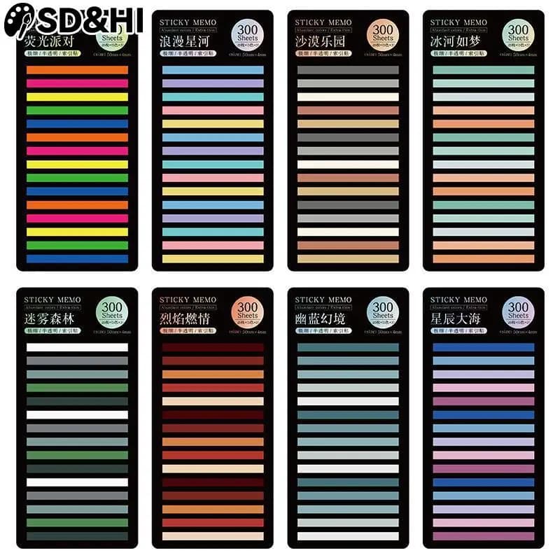 300 Sheets Rainbow Color Index Memo Pad Sticky Notes Paper Sticker Notepad Bookmark School Supplies Kawaii Stationery Gifts