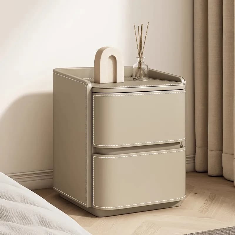 Storage Simple Nightstands Nordic Wood Luxury Aesthetic Bedside Table Modern Leather Mesita De Noche Bedroom Furniture