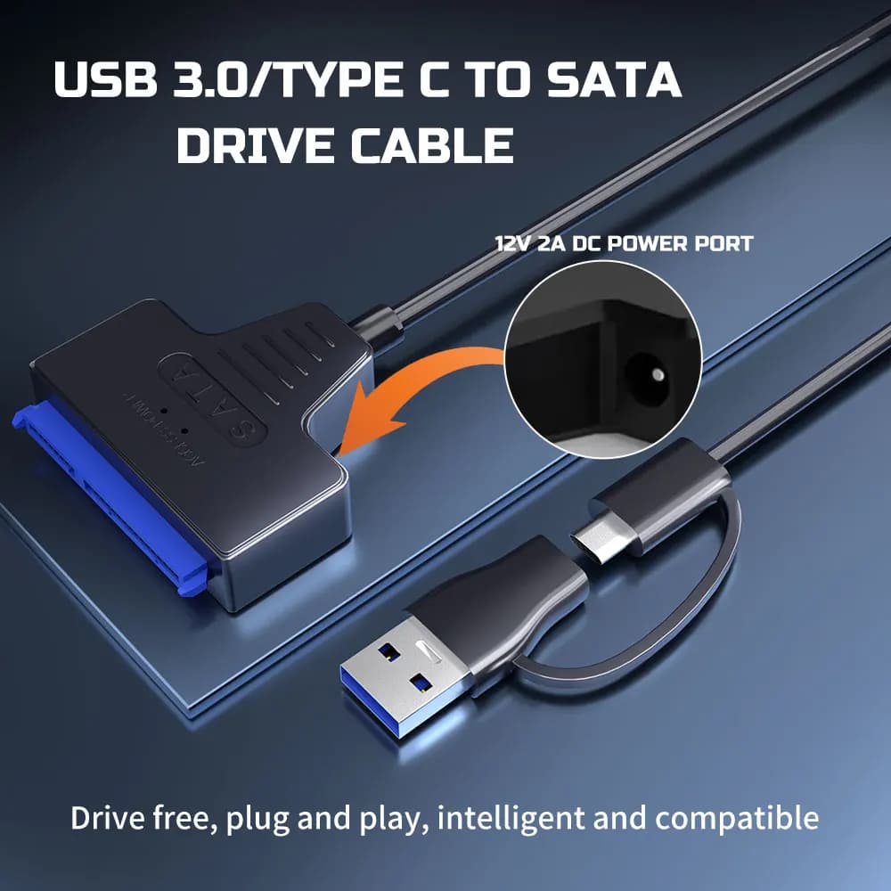 USB 3.0 to SATA Cable USB to SATA III Driver Cable High Speed 6Gbps Support 2.5 Inch HDD SSD Hard Drive 22 Pin Adapter