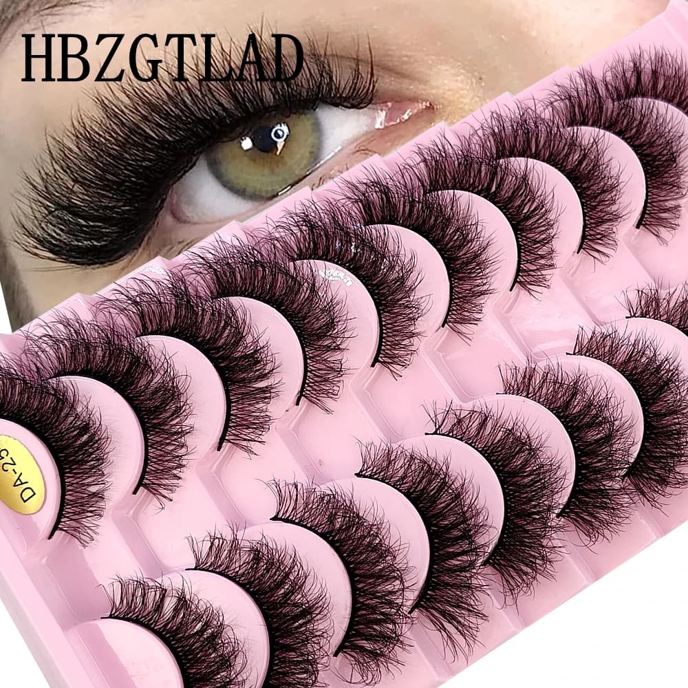 HBZGTLAD 10Pairs 3D Faux Mink Hair False Eyelashes Natural Messy Eyelash Crisscross Wispy Fluffy Lashes Extension Big Eye Makeup
