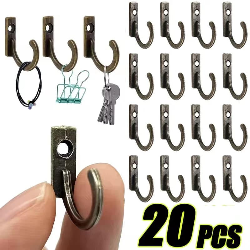 20Pcs Vintage Hooks Wall Hanger Curved Buckle Horn Lock Clasp Hook For Wooden Jewelry Box Furniture Home Decor