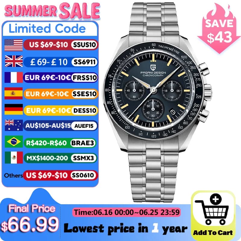 2025 New PAGANI DESIGN Tribute to CK2998 Moon Watch Retro Luxury Quartz Watches For Men Stainless steel Sport Chronograph Man