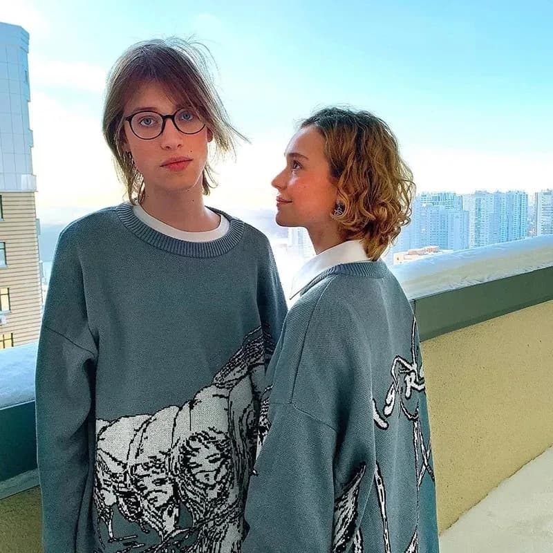 2024 Autumn/Winter Women's Fashion New Y2K Trendy Personalized Knitted Round Neck Street Warm Loose Sweater