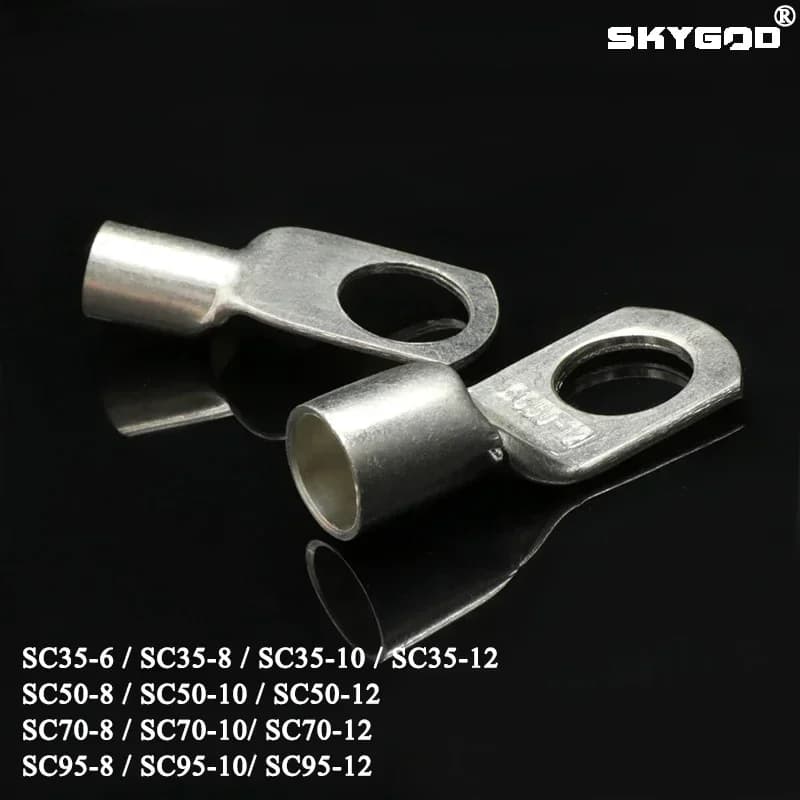 SC Type Wire Nose Terminal SC35 SC50 SC70 SC95 Bare Copper Battery Block Lugs Hole ID 6 8 10 12mm Crimp Wire Connector