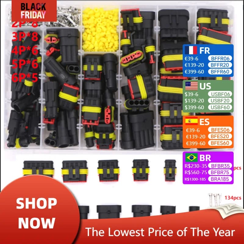 Waterproof Connectors Kit Automotive Wire Quick Connector Electrical In Car Wiring Auto Seal Socket 1 2 3 4 5 6 Pin Plug Kit Way