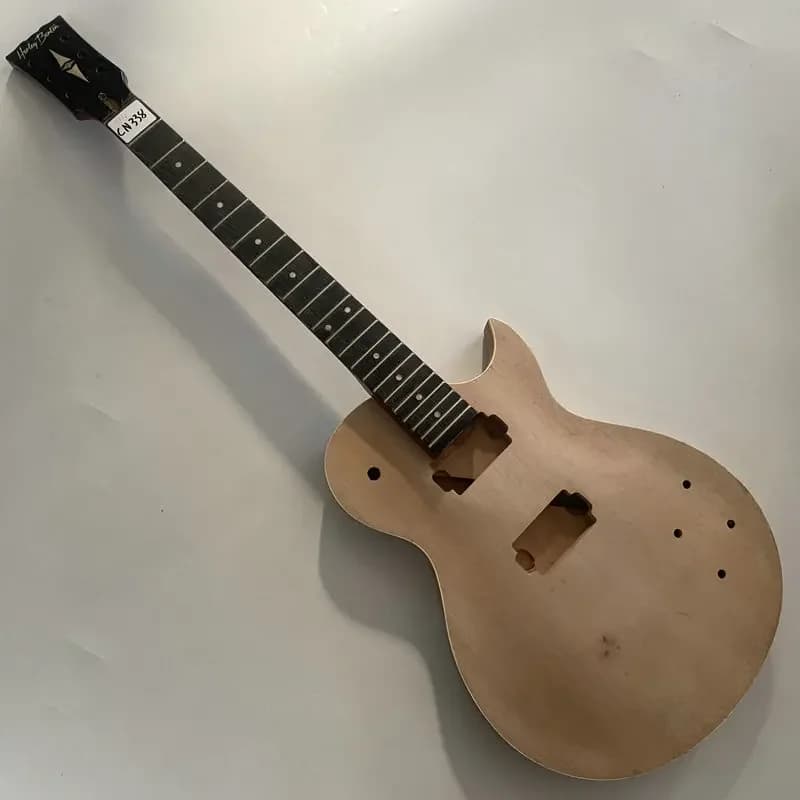 CN338CB338 DIY L P Guitar Kits Solid Mahogany Body HH Pickups 22 Frets Maple with Rosewood One Set for DIY Replace with Damages