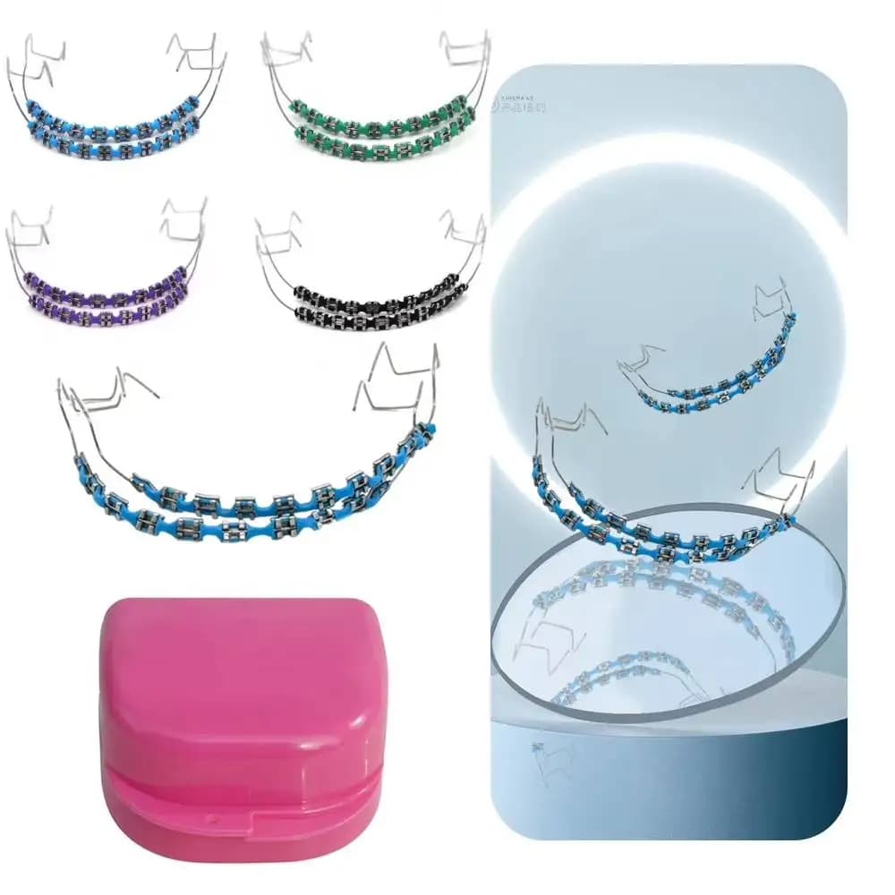 Temporary Tooth Decoration Dental Fake Braces with Metal Wires & Bracket Dental Metal Bracket Dental Tool for Tooth Decor