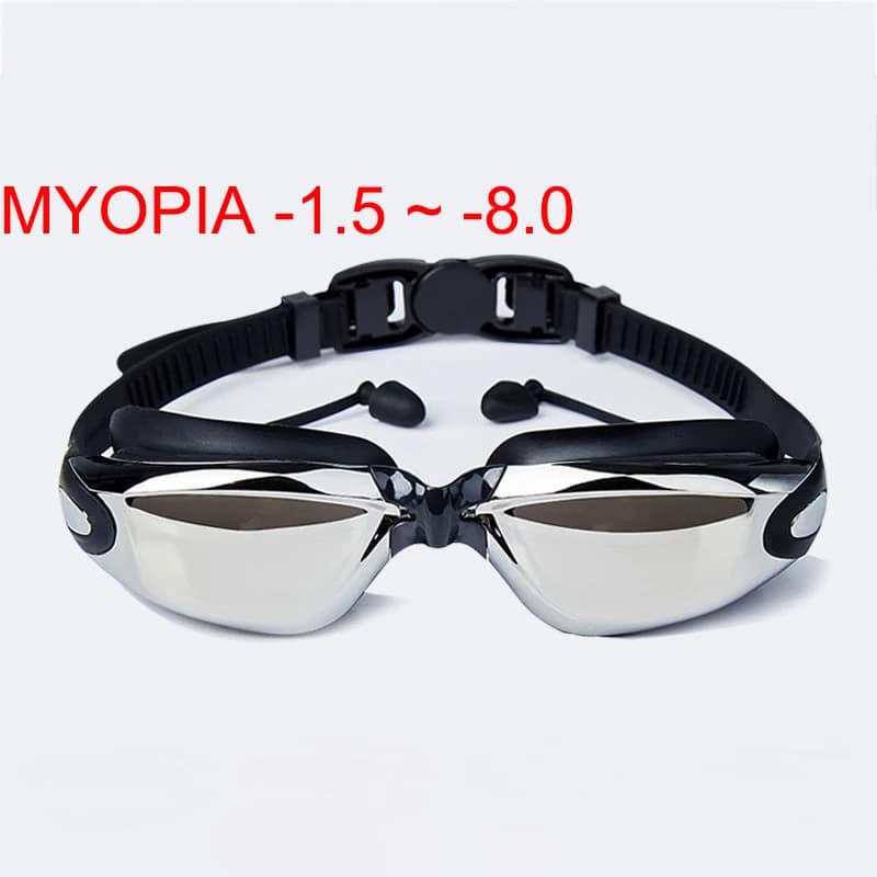 Men Women Myopia Swim Goggles Adults Professional Waterproof Plating Anti Fog UV Swimming Pool Optical Glasses Earplugs Eyewear