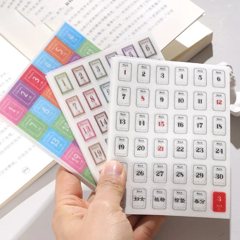365 Days Sticker Payment Stick Account Notebook Sticker Full Year Calendar Sticker Index Tab Reminder Sticker Student Stationery