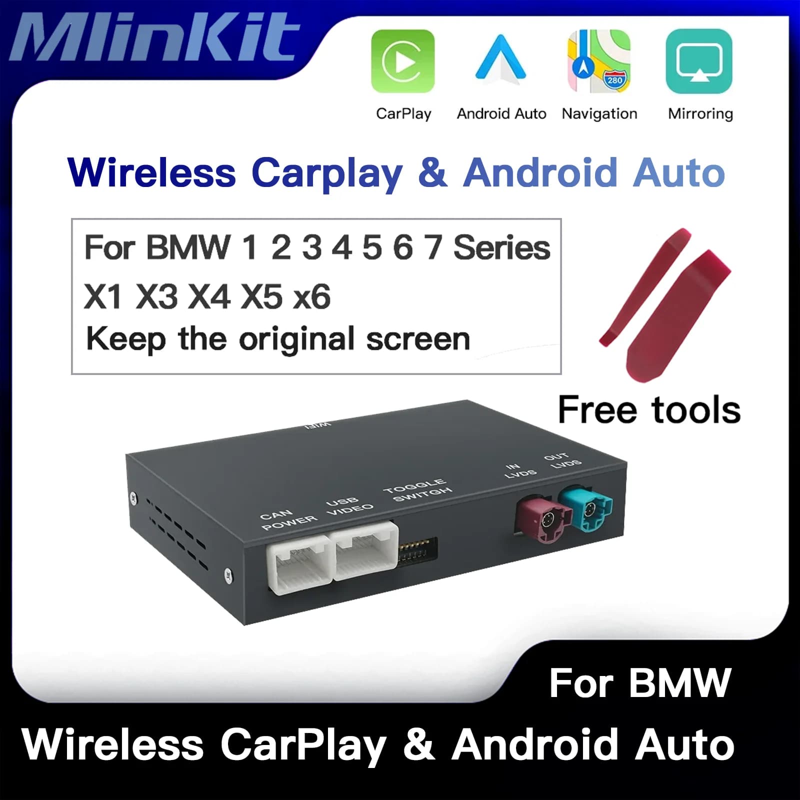 Wireless CarPlay Android Auto for BMW NBT CIC System 1 2 3 4 5 6 7 Series X1 X3 X4 X5 X6 MINI E60 E84 E70 F26 F25 F10 F11F20 F21