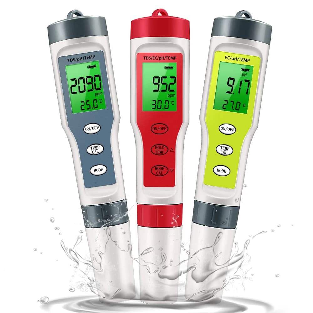PH Meter Waterproof PH/TDS/EC/Temp Meter Digital Water Quality Monitor Tester with Backlight for Pools Drinking Water Aquariums