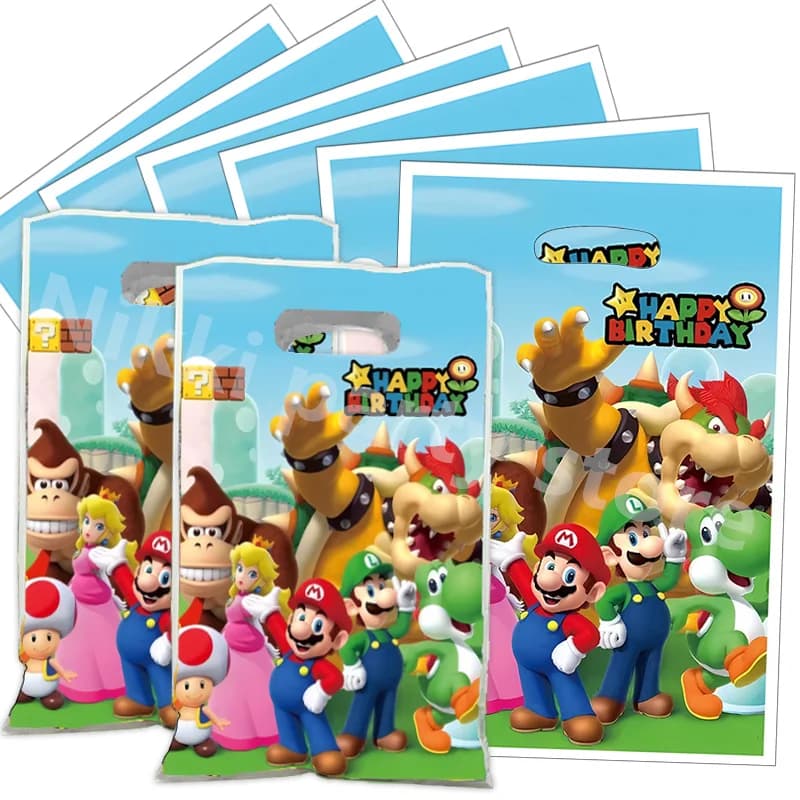 Mario party bags mario bros birthday decoration Plastic Gift Bags Marios Candy Box Baby Shower Girls Party Supplies Decor