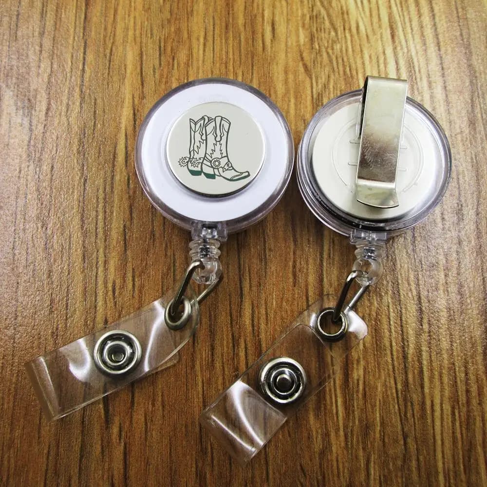 3pcs/lot Cowboy Boot ID Badge Reel For Docter Nurse Teacher Student Retractable Recoil Id Badge Holder Work Fun