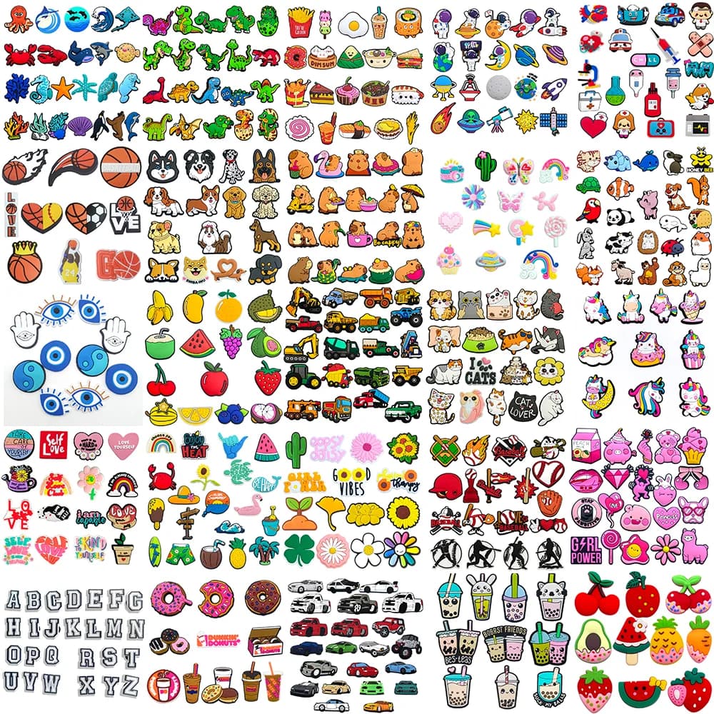 33 sets Cartoon Anime Shoe Charms Accessories PVC Shoe Decrations Wristband Buckle Kids X-mas Gifts