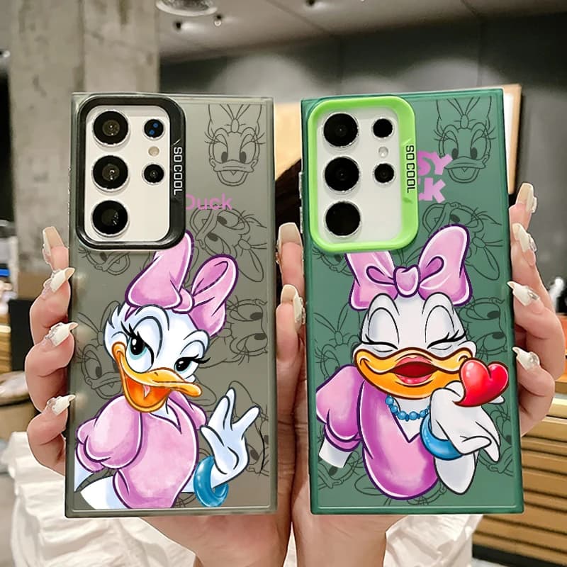 Pink Daisys Love For Samsung Galaxy S24 S23 S22 S21 S20 FE Ultra Plus Lite 5G Fashion Colorful Silver Phone Case