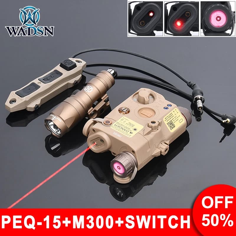 WADSN Tactical M300 M600 Flashlight PEQ Red Green IR Laser Illumination Indicator Hunting Weapon Scout Light Aiming Fit20mm Rail