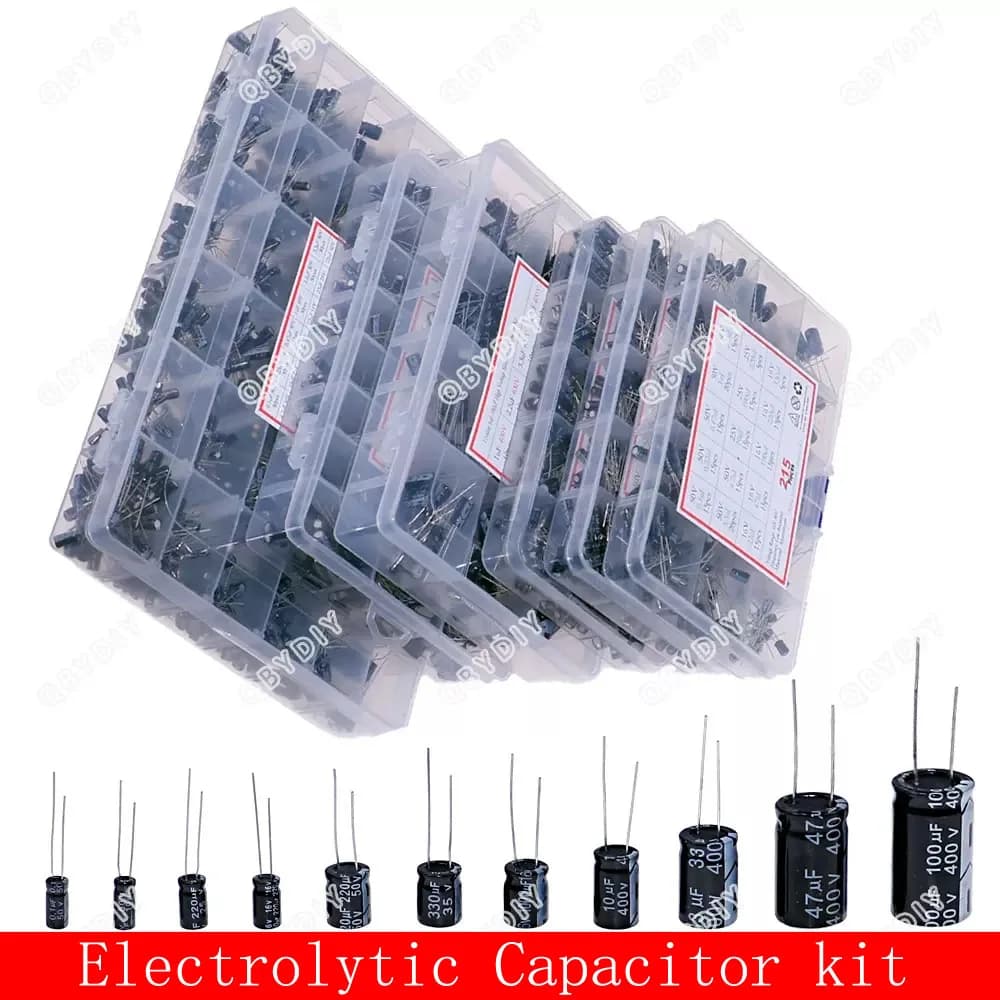 Electrolytic Capacitors Assortment Kit 16V 25V 35V 50V 1uf 2.2uF 3.3uF 4.7uF 10uF 22uF 33uF 47uF 100uF 220uF 330uF 470uF 1000uF