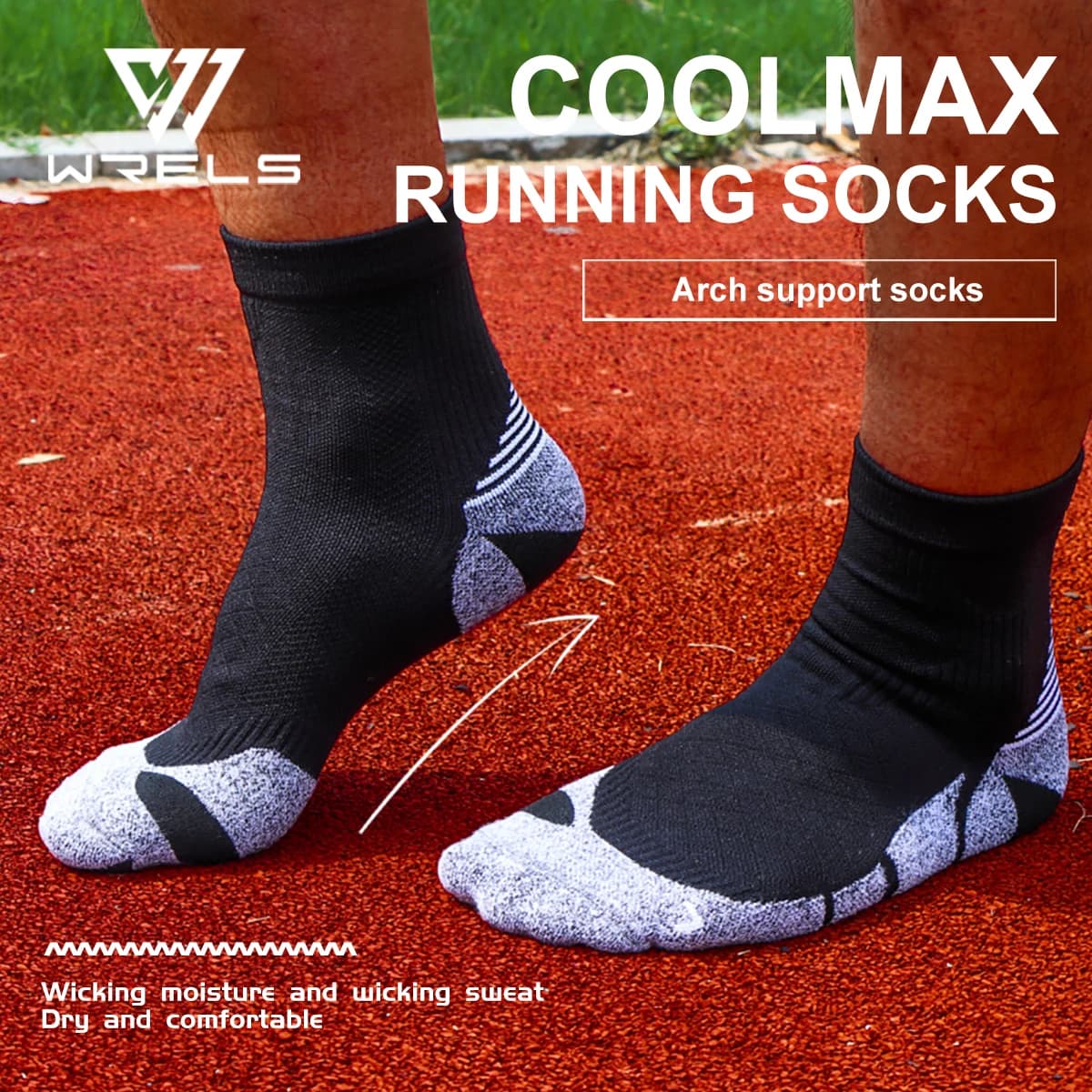 WRELS Coolmax Socks Man Women Sports Hiking Cycling Running Fabric Damping Socks Breathable Moisture-Wicking Outdoor Sports Sock
