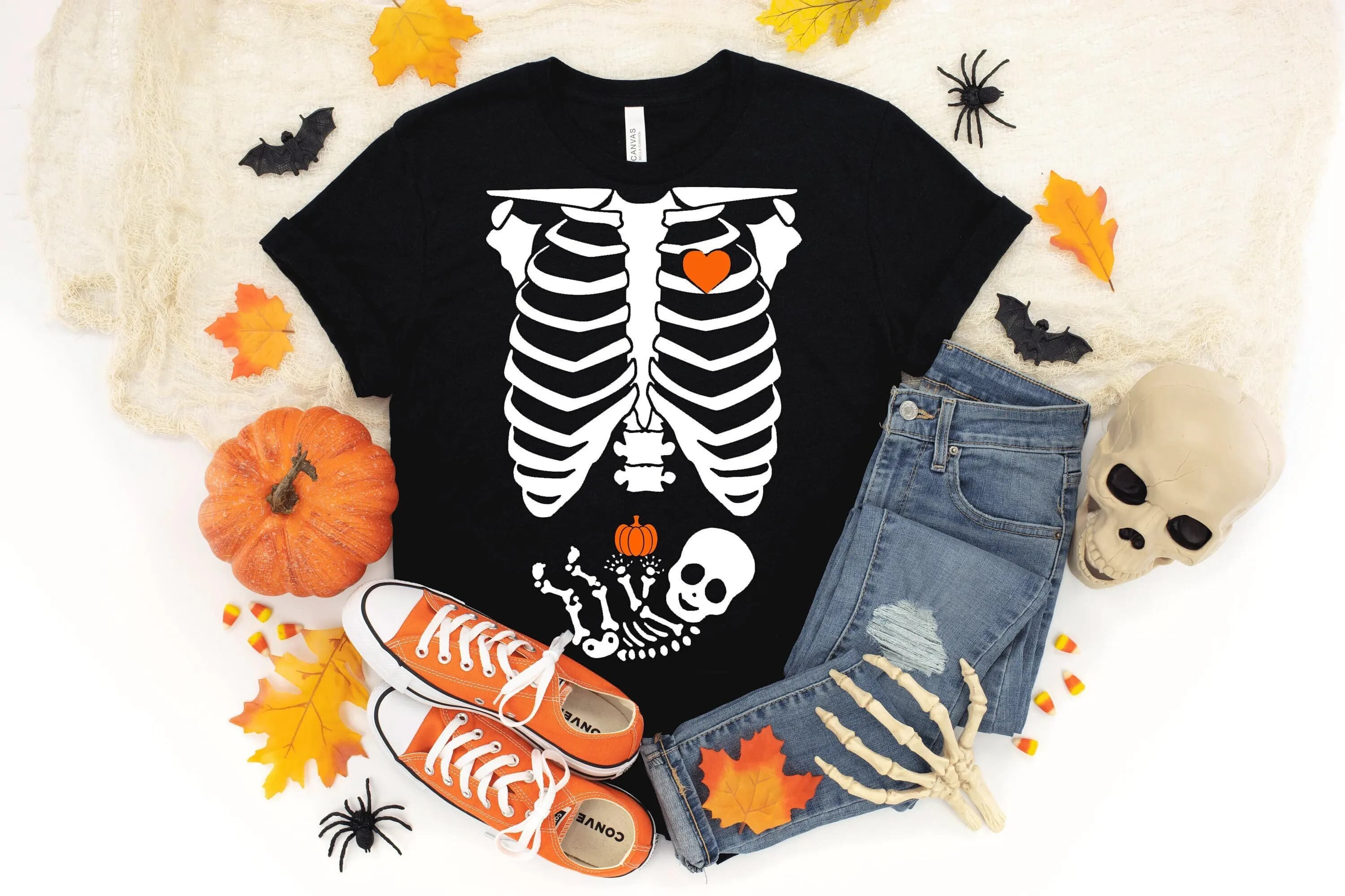 Skeleton Maternity Halloween Pregnant T Shirt Pregnancy