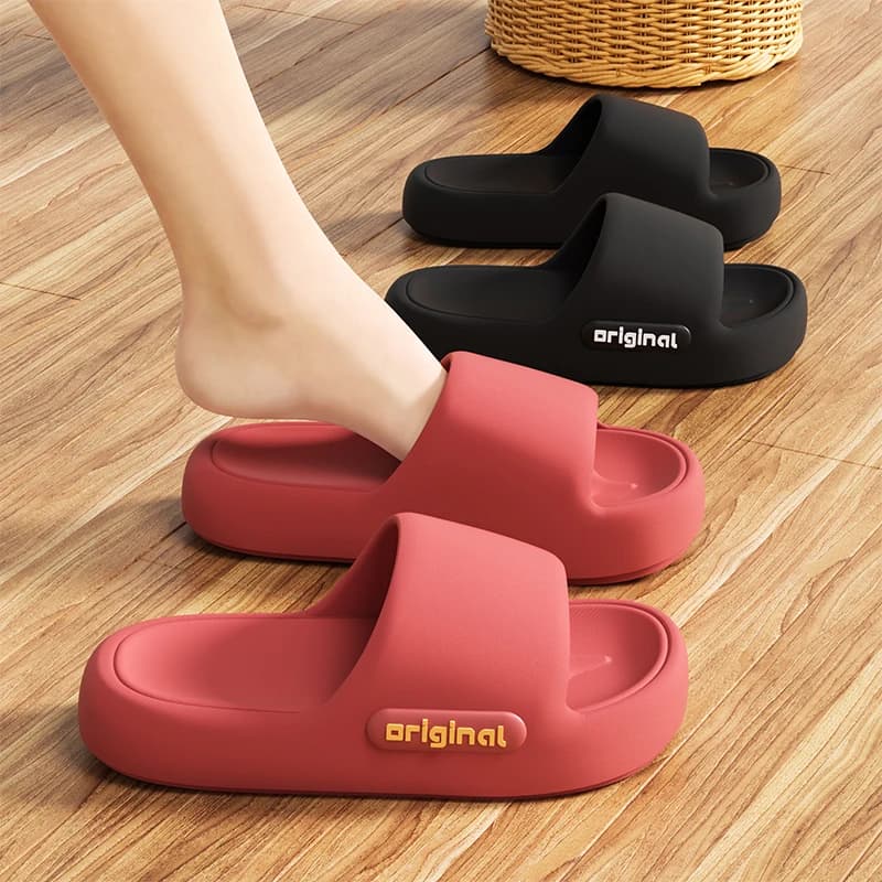 Unisex Letter Slippers Beach Slides Solid Color Mens Thick Sole Indoor Outdoor Bathroom Anti Slip Shoes Summer Couple Sandals