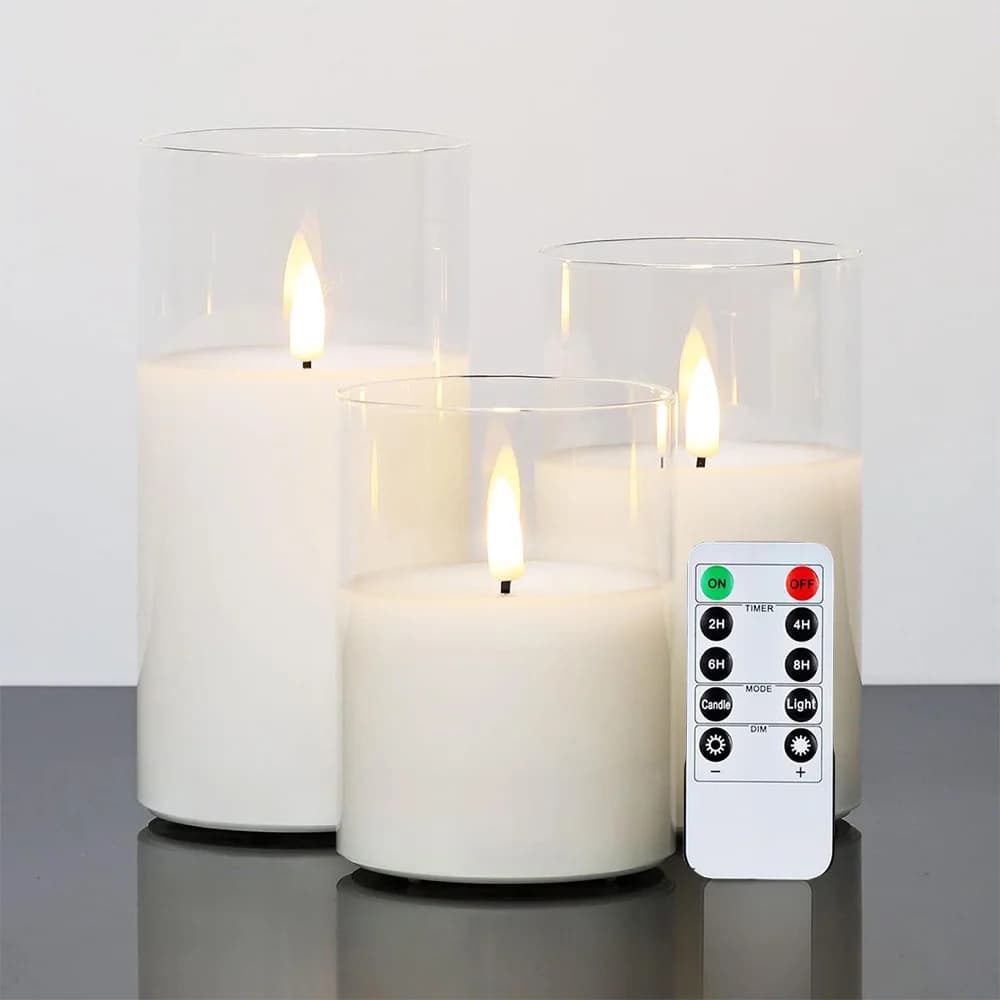 Led Electronic Flameless Candles Light Remote Timer Flickering Lamp Clear Acrylic Battery Powered Wedding Party Christmas