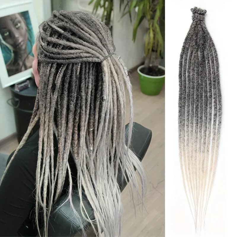 24Inch Dreadlock Extensions Synthetic Loc Extensions 0.6CM 100% Full Head Handmade Permanent Dreadlocks Extension for Men/Women