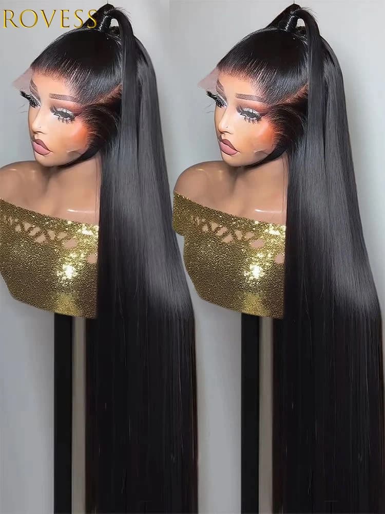 13x6 Lace Front Human Hair Wig Natural Black Human Hair Lace Frontal Wig Bone Straight Woman Wigs 180% Density 20-32 Inch