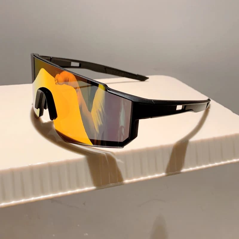 KAMMPT Trendy Mirror Women's Goggles Men's Origin Brand Ultralight Sun Shades Black Oversize Sunglasses for Cycling Hiking