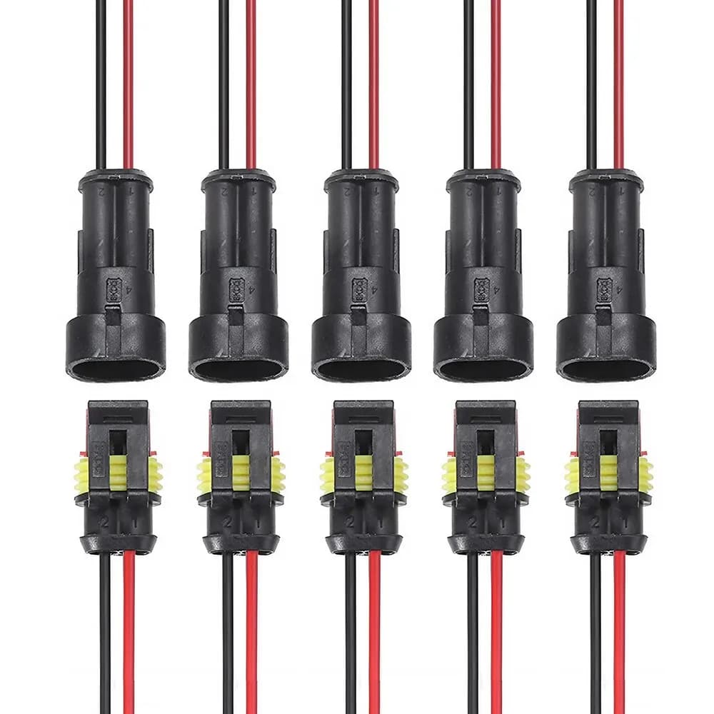 2 Pin Connector Waterproof Connector Male and Female Way 20AWG Wire Suitable for Car Truck Boat Other Wire Connection 5 Pairs