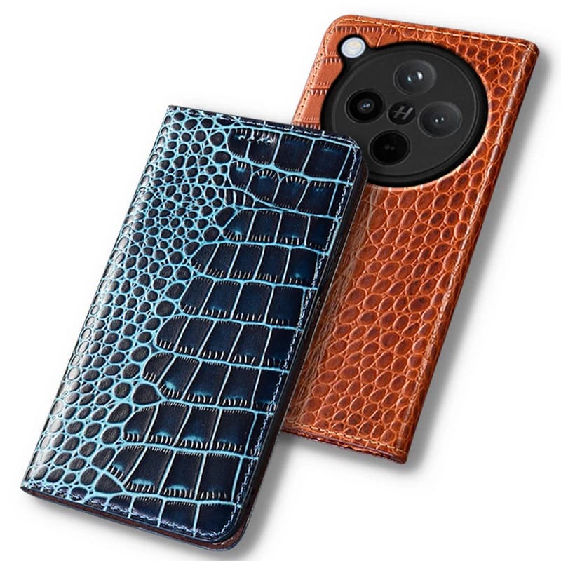 Cases For OPPO Find X8Pro X8 Pro 5G Crocodile Pattern Flip Case Luxury Cowhide Genuine Leather Magnetic Wallet Covers
