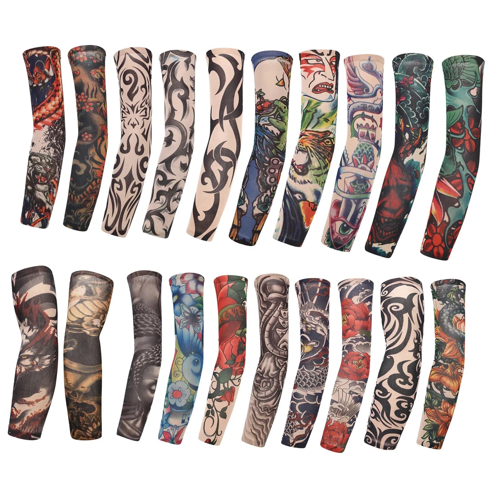 1Pc New Flower Arm Tattoo Sleeves Seamless Outdoor Riding Sunscreen Arm Sleeves Sun Uv Protection Arm Warmers For Men Women