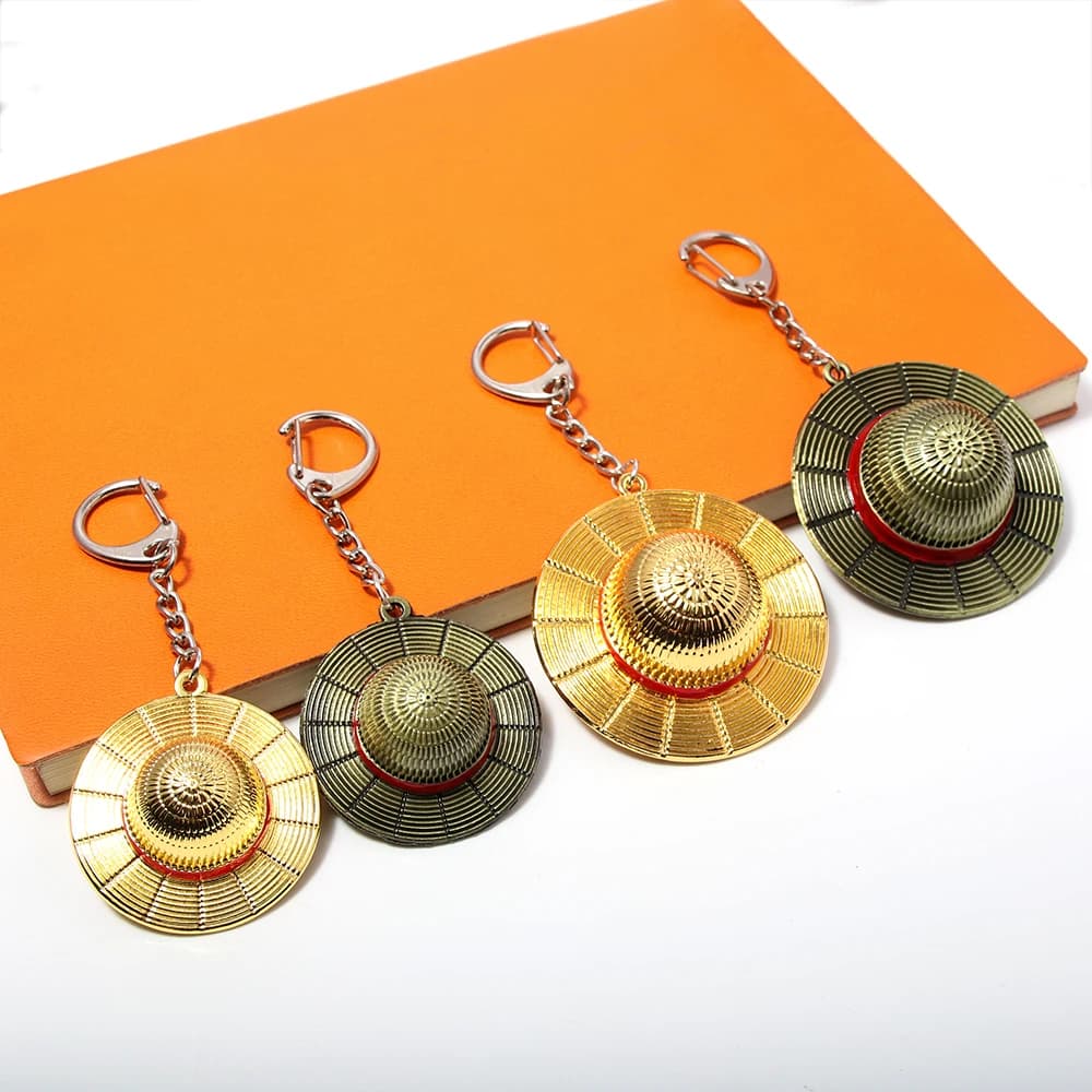 Anime Cartoon Keychain Monkey D Luffy Hat Pendant Keyring for Women Men Jewelry