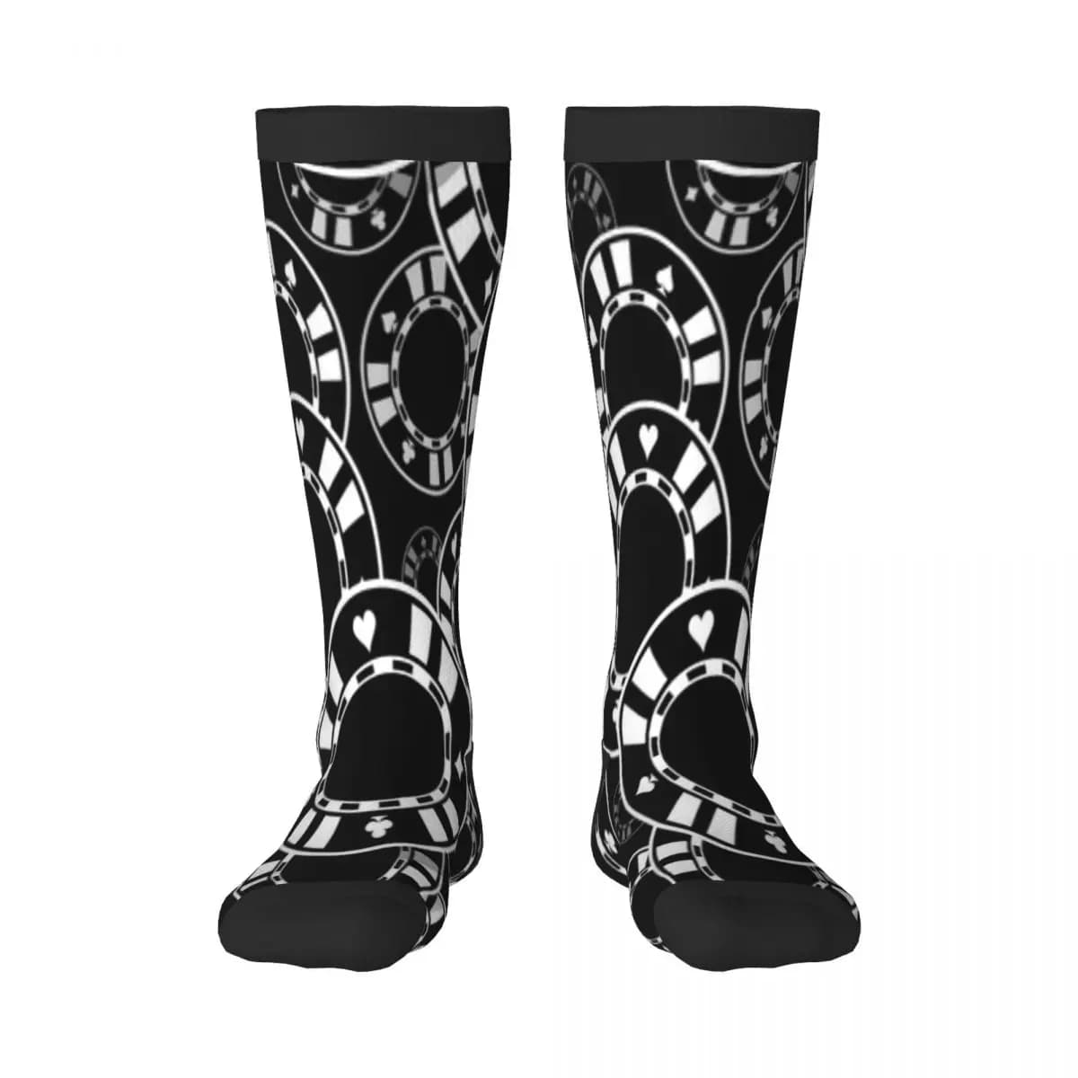 Unisex Socks Breathable Long Business Harajuku Socks Casino Poker Chips Icon Sox Sokken for Outdoor Sports