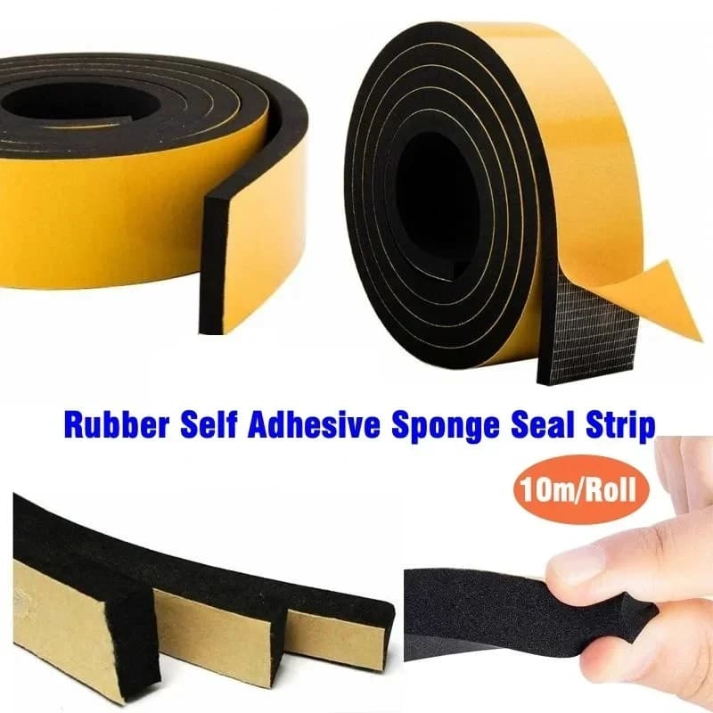 10M EPDM Rubber Sponge Door Window Seal Strip Soundproof Anti-collision Self Adhesive Tape Wall Insulation Acoustic Foam