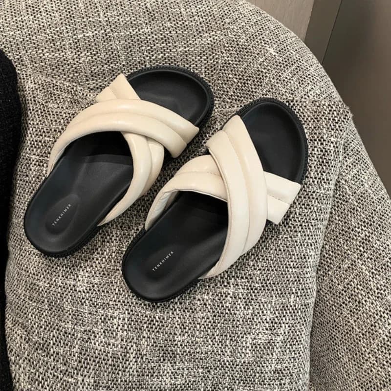 2023Women Summer Slippers Versatile Fashion Women Shoes Cross Strap Thick Sole Slippers Shoes for Women Zapatos De Mujer