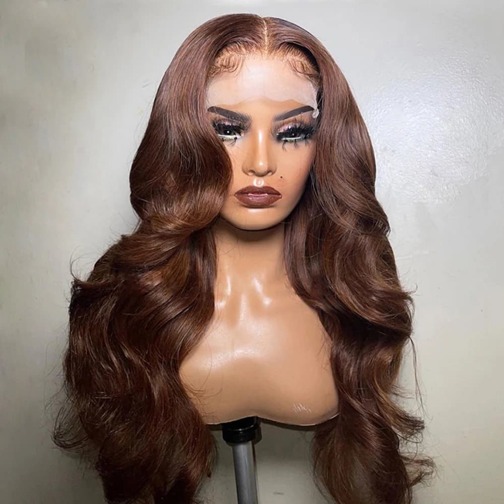 13x4 Chocolate Brown Body Wave Lace Front Wig Female 13x6 Full Hd Lace Frontal Wig Pre Plucked Brown Human Hair Wigs For Women