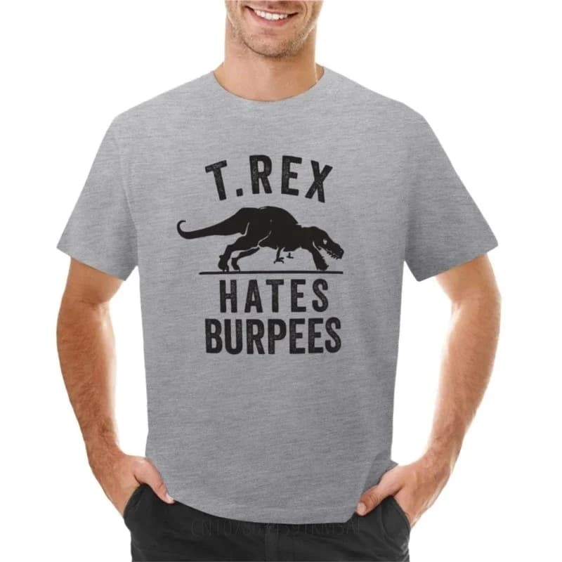 T Rex Hates Burpees T-Shirt boys animal print shirt Blouse men workout shirt