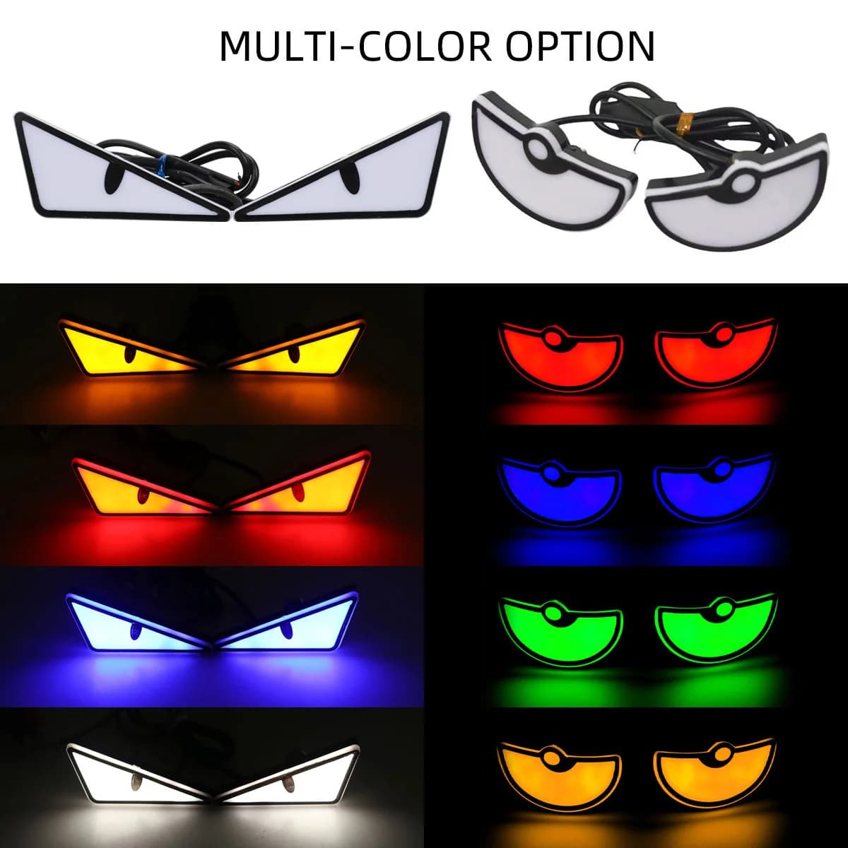 2Pcs Motorcycle Led Demon Eye Light Semicircle/Triangle Eye Turn Signal Light Dynamic Tail Lamp Mini Car Decoration Lights