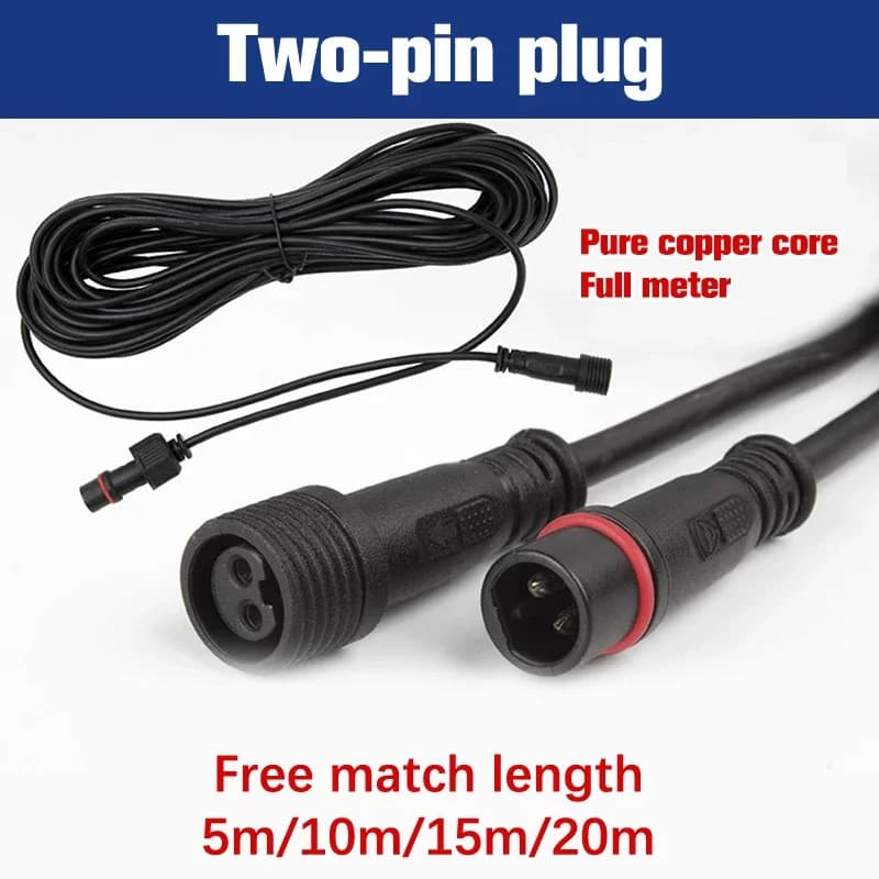 5 Meter Extension Cable For Solar Spotlight Waterproof Cable 2 Pin Male to Female Connector Floodlight Universal 5M Cable