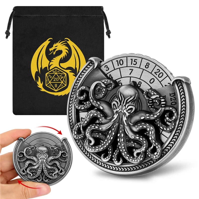 Creative Octopus Design RPGs Dice Spinner 7-in-1 Metal Dice Roller for Role Play Gaming Accessory Wedding Gift Set