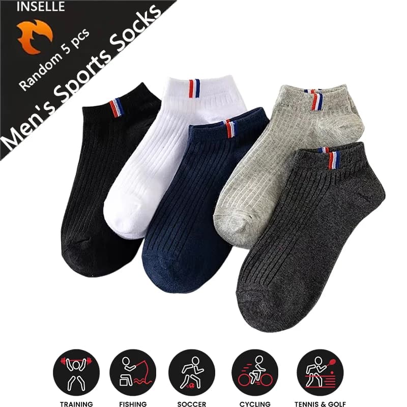 5 Pairs Of Thin Summer Blending Boat Socks Plain Color Mens Casual Socks Breathable Sweat Absorbing Calibration Socks
