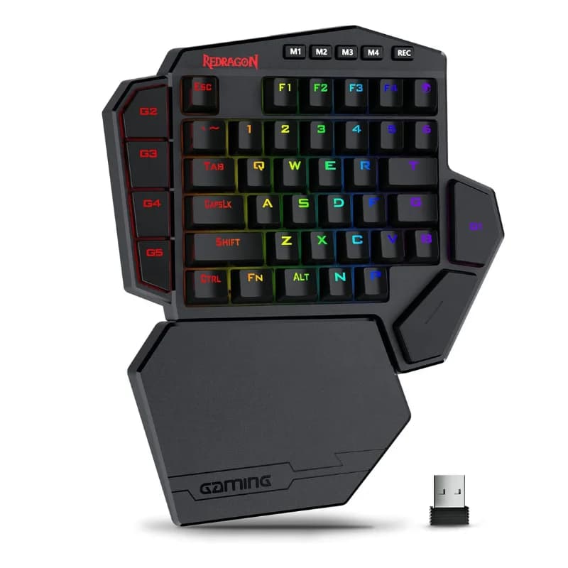 Redragon K585 PRO Wireless One-Handed Mechanical Keyboard 42 Keys 3-Mode RGB 7 Onboard Macro Keys Detachable Wrist Support