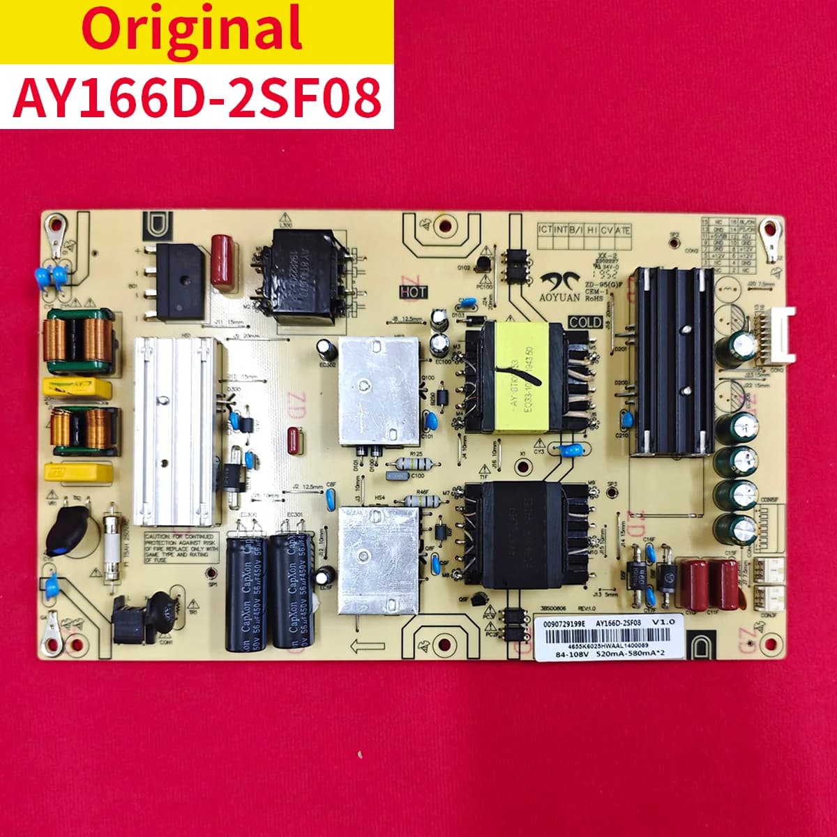 testing original power board for 55T51 0090729199E AY166D-2SF08