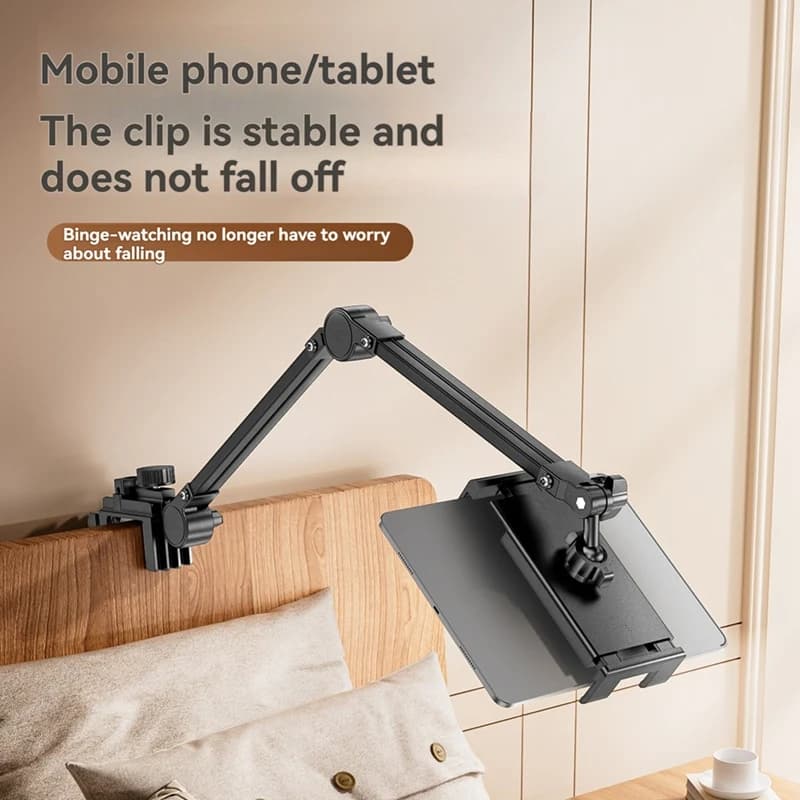Adjustable Bed Tablet Holder Rotatable Long Arm Metal Desktop Tablet Bracket Mounts Clamp For 4.7-10.2Inch For Tablet