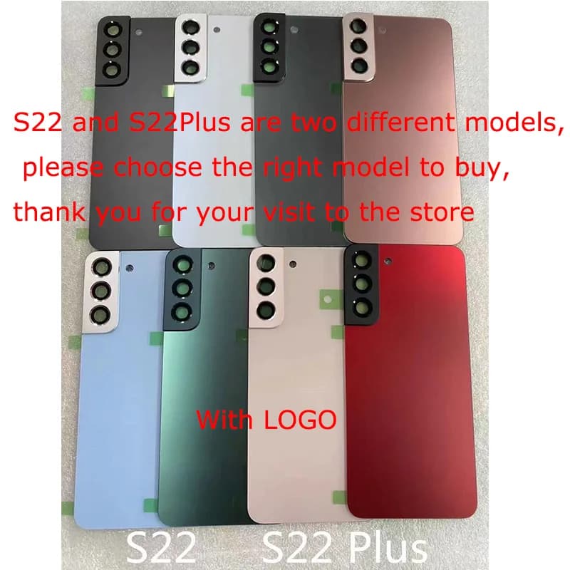 For Samsung S22 5G SM-S901B Back Battery Cover Rear Door Housing Case Replacement For Galaxy S22+ S22Plus SM-S906B & Camera Lens