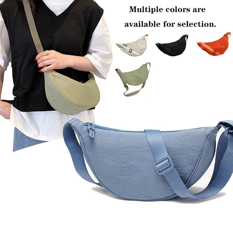 Men's and women's pure color dumpling bags can be carried on one shoulder and are suitable for commuting and going to school.