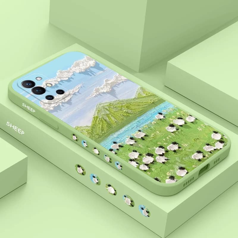 Oil Painting Lambs Phone Case For Oneplus 12 12R 11 11R 10 10R 10T 9R 9RT 9 8T 8 7 7T Pro 5G Liquid Silicone Cover